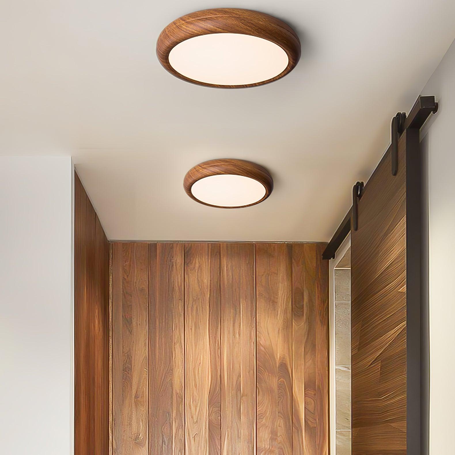 Niralel Ceiling Light Woodgrain Acrylic Round