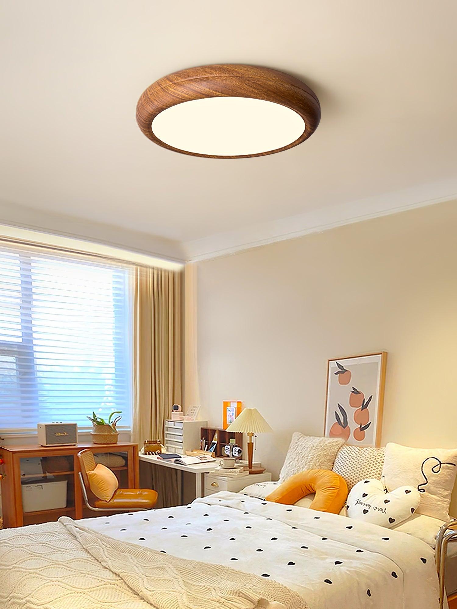 Niralel Ceiling Light Woodgrain Acrylic Round