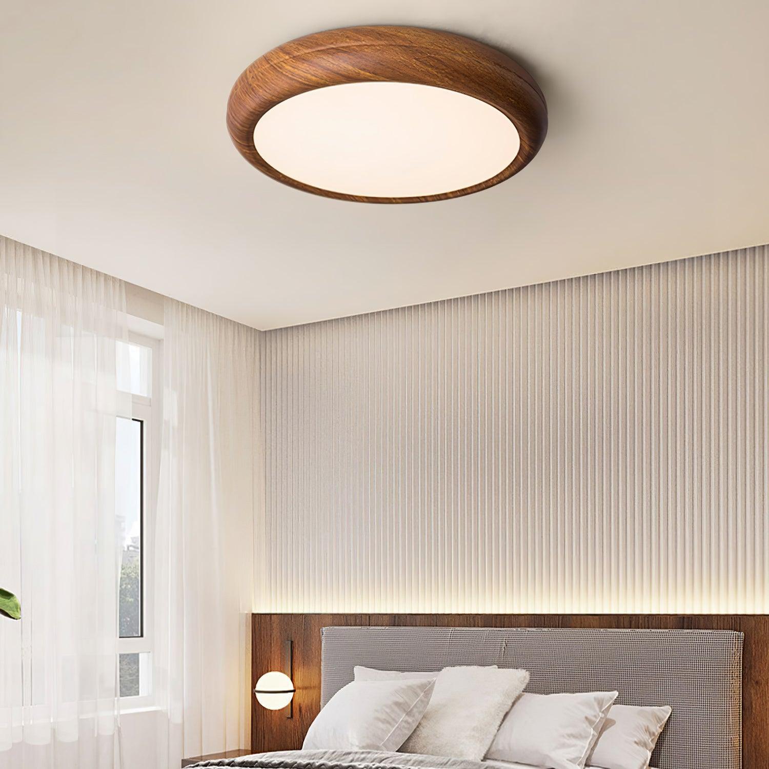 Niralel Ceiling Light Woodgrain Acrylic Round