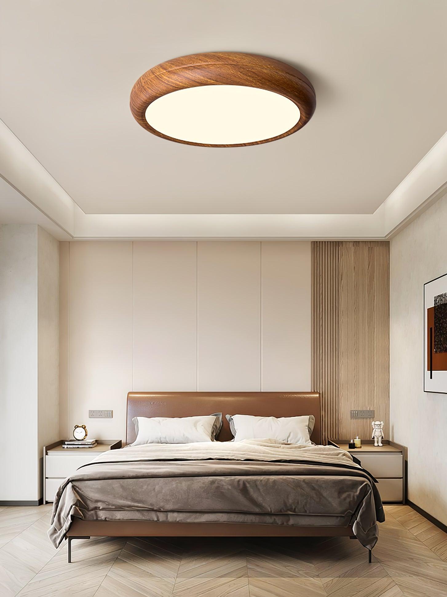 Niralel Ceiling Light Woodgrain Acrylic Round