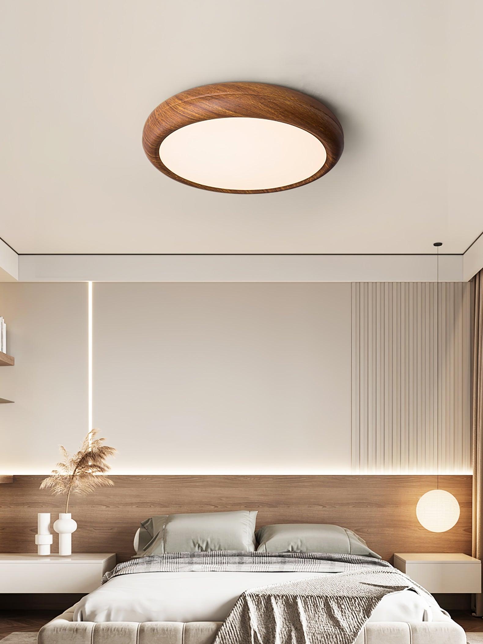 Niralel Ceiling Light Woodgrain Acrylic Round