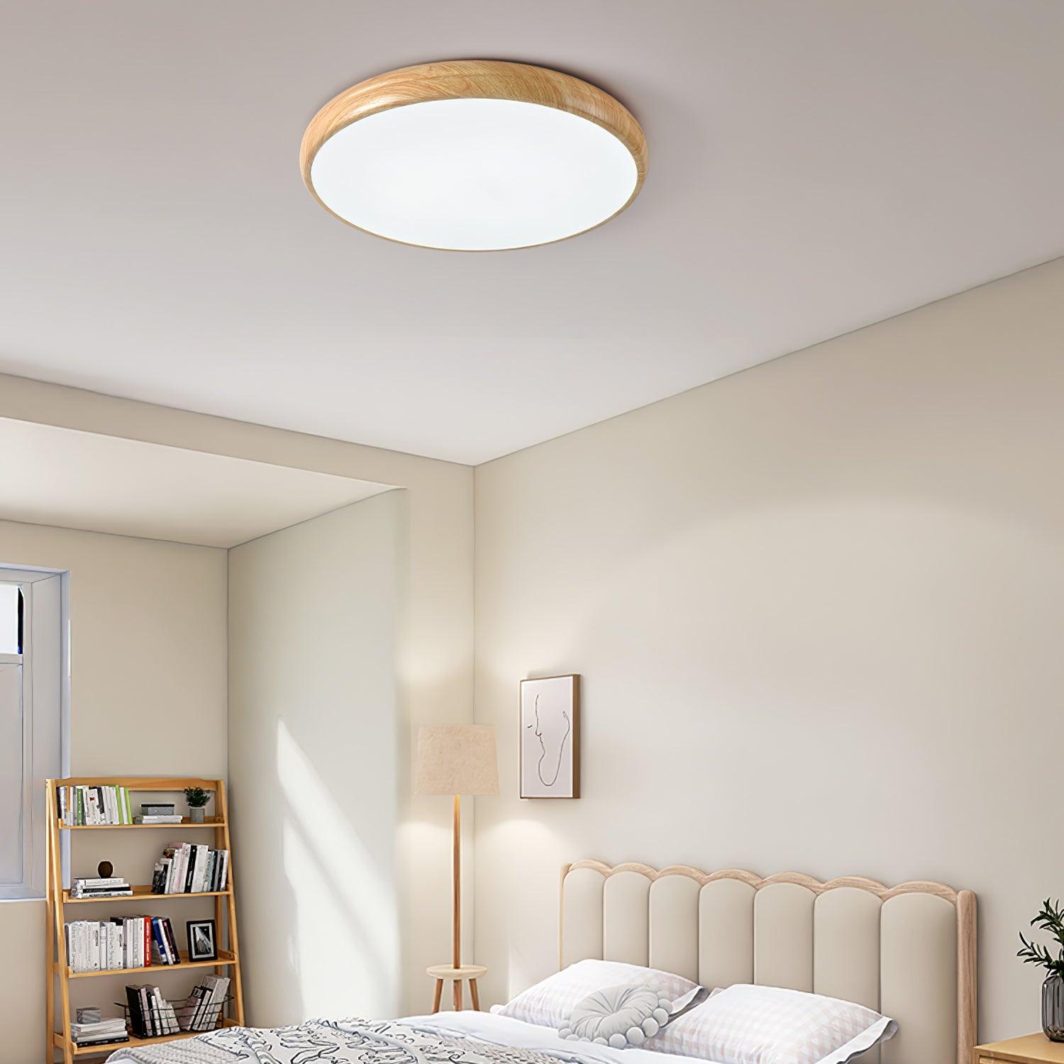 Niralel Ceiling Light Woodgrain Acrylic Round
