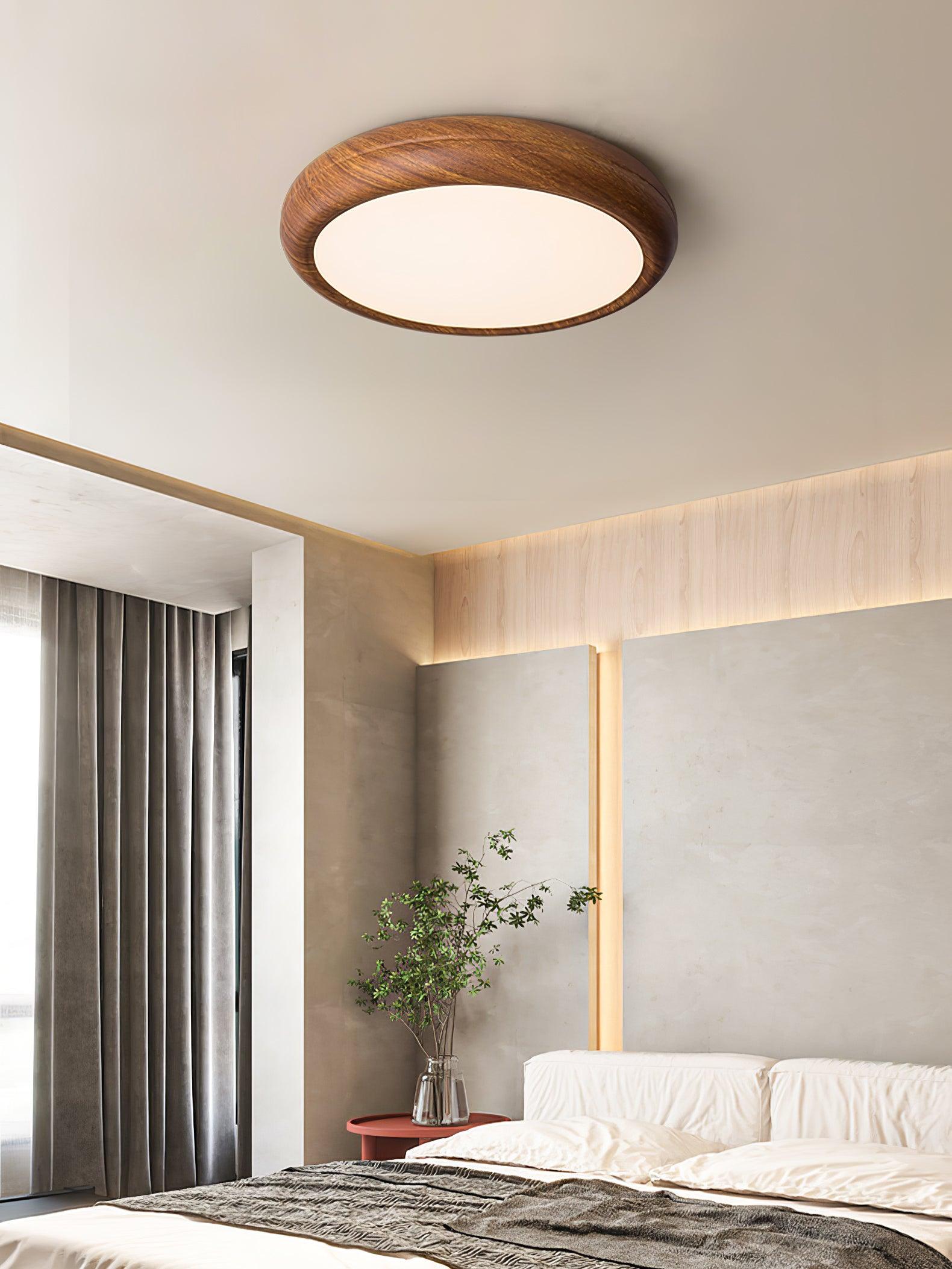 Niralel Ceiling Light Woodgrain Acrylic Round