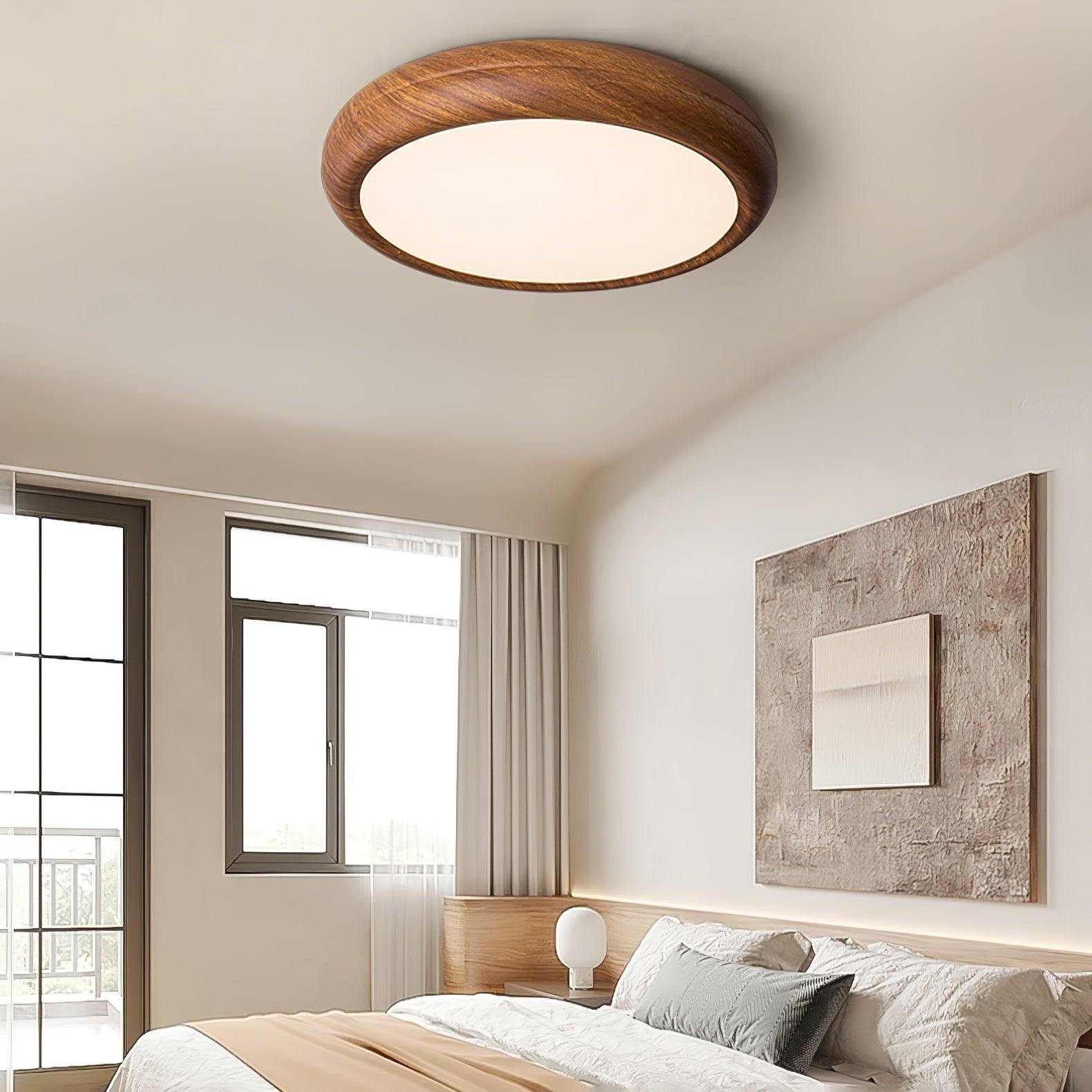 Niralel Ceiling Light Woodgrain Acrylic Round