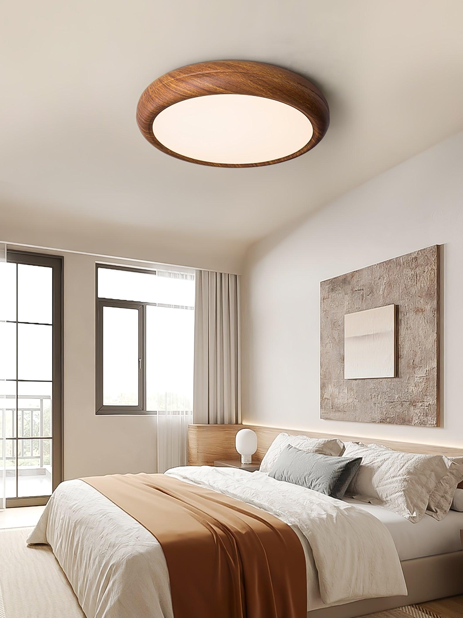 Niralel Ceiling Light Woodgrain Acrylic Round