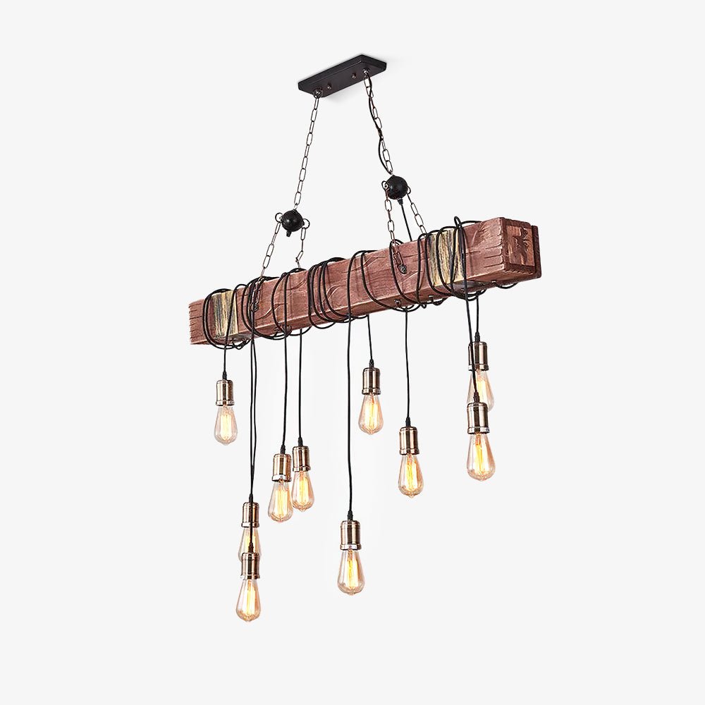 Wexb Chandelier Wooden Beam Edison Bulb Rustic Farmhouse