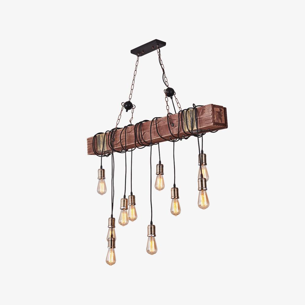 Wexb Chandelier Wooden Beam Edison Bulb Rustic Farmhouse