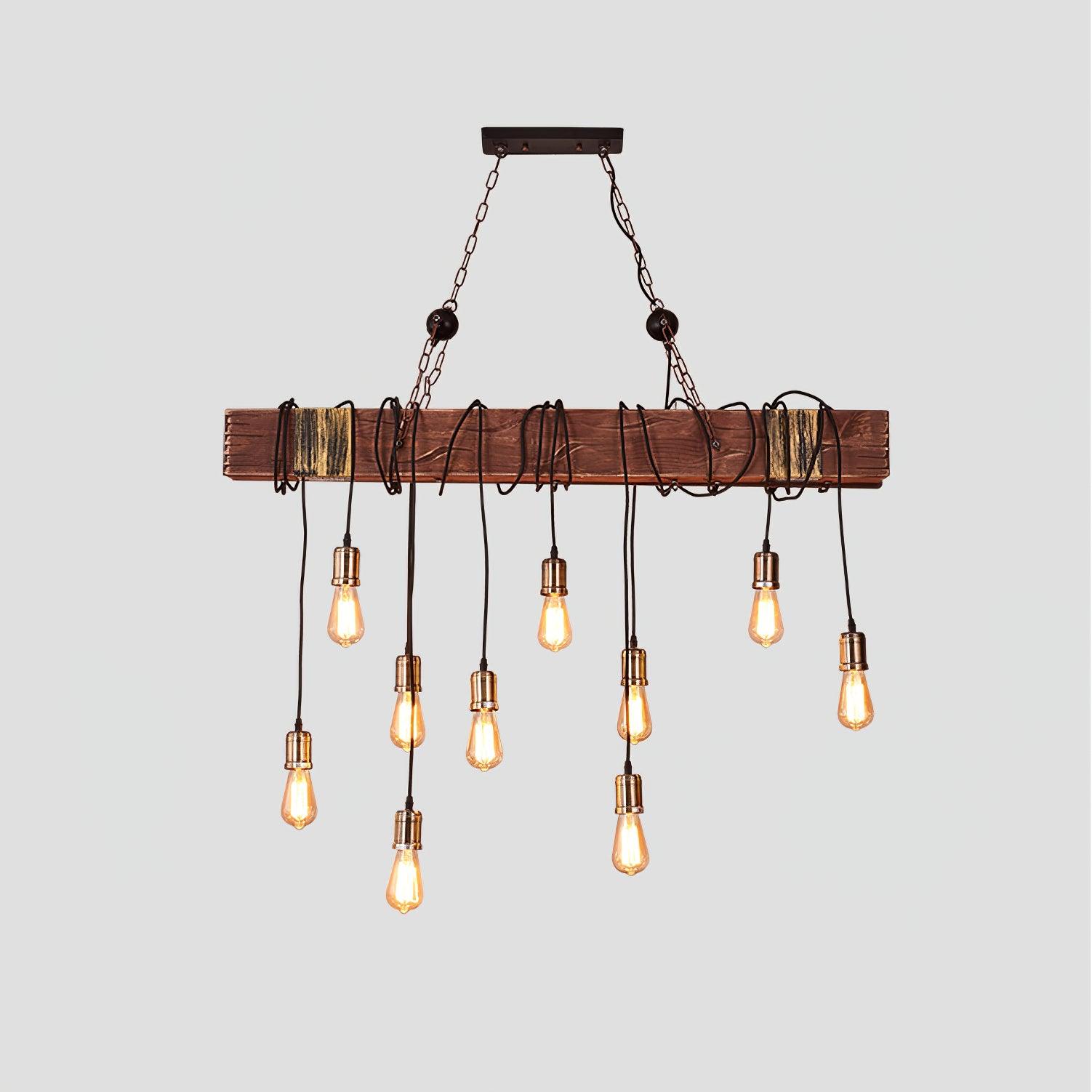 Wexb Chandelier Wooden Beam Edison Bulb Rustic Farmhouse