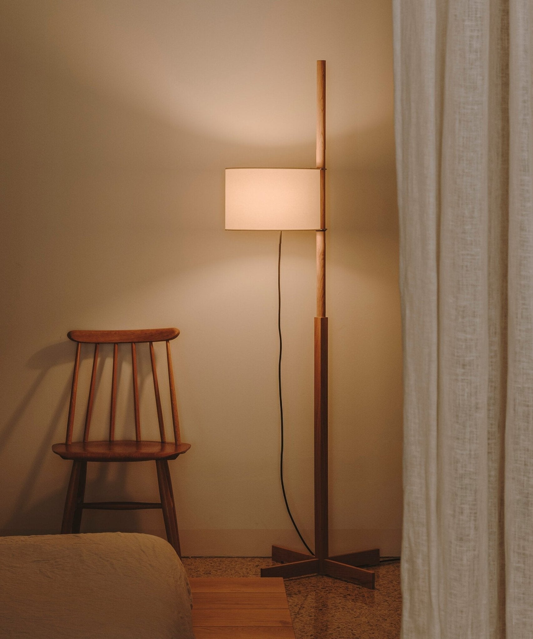 Jex Wood Fabric Floor Lamp