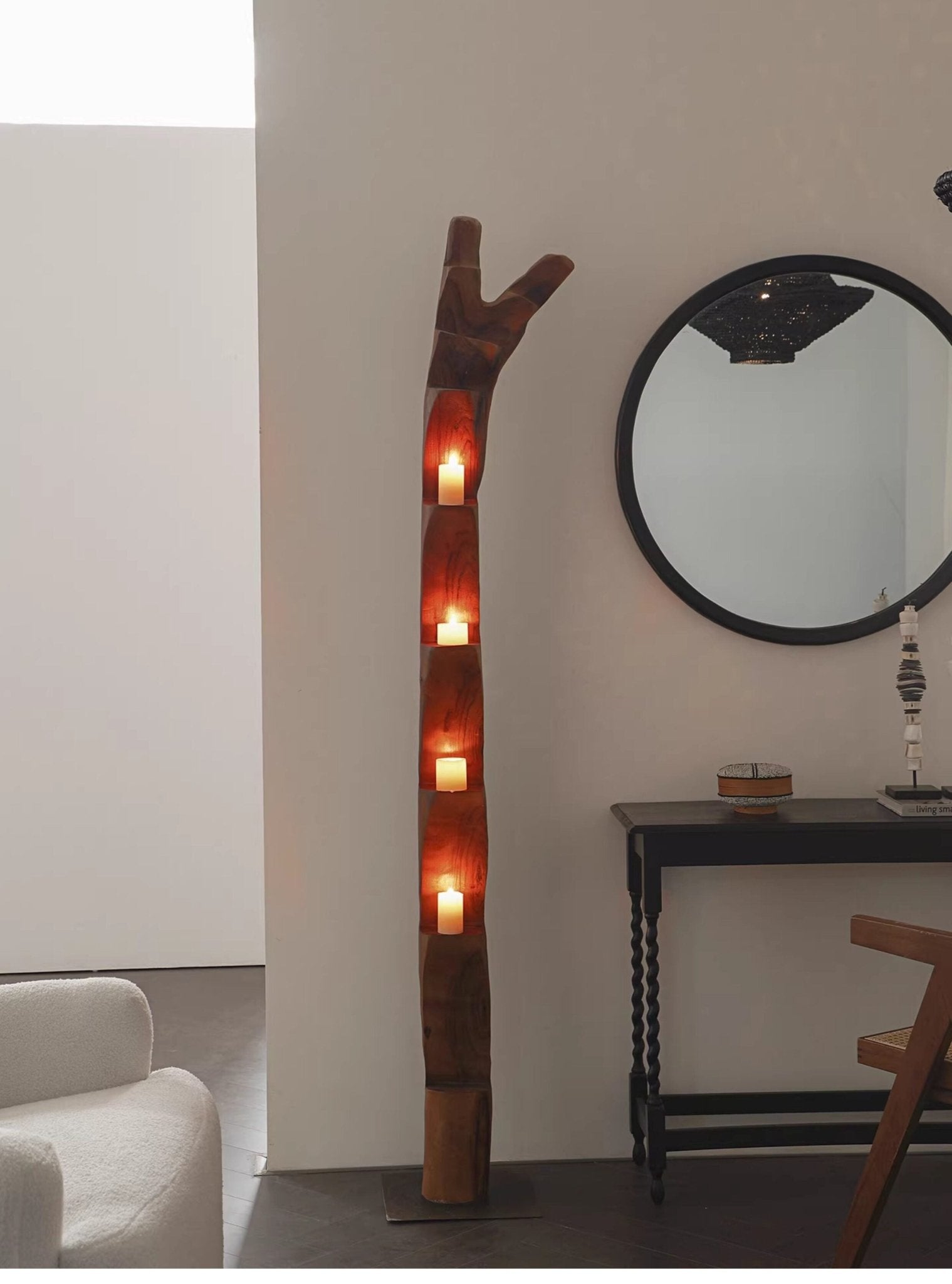 Wooden Branch Candle Tower