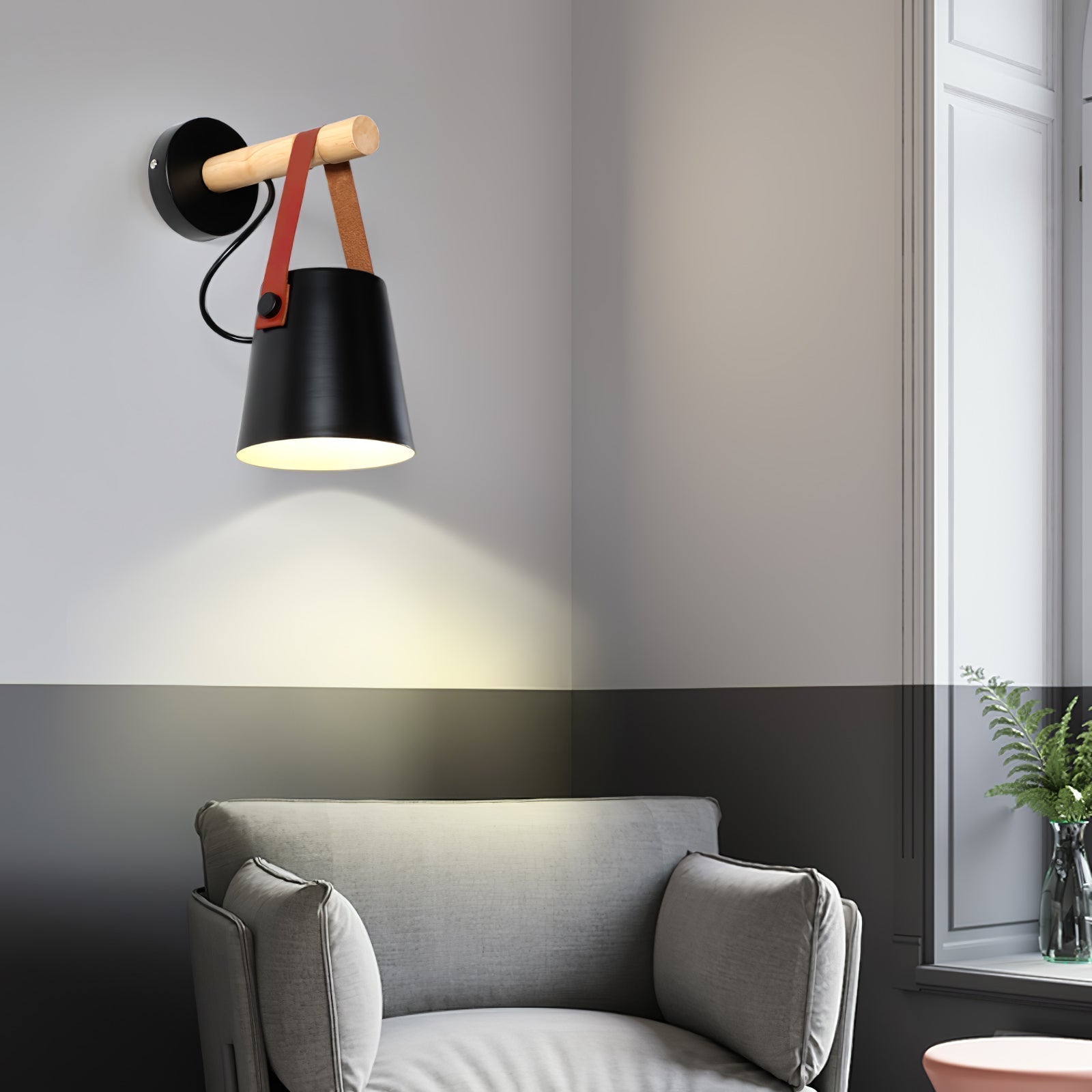 Virixon Wood Leather Wall Lamp