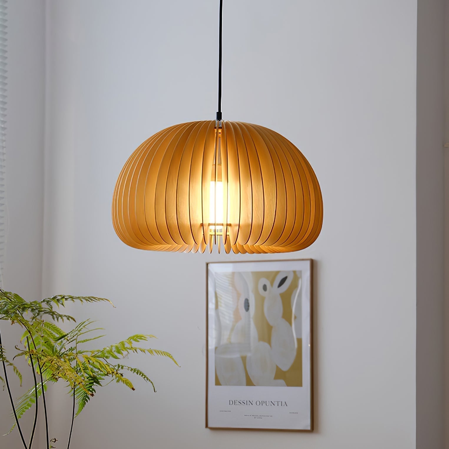 Doren Pendant Lamp Wood Pumpkin Dome Nordic