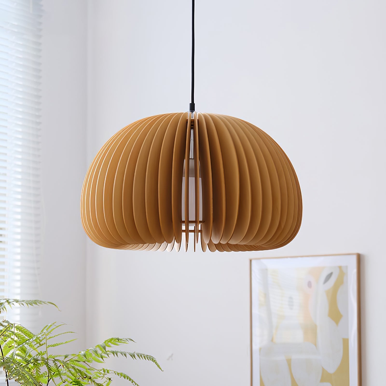 Doren Pendant Lamp Wood Pumpkin Dome Nordic