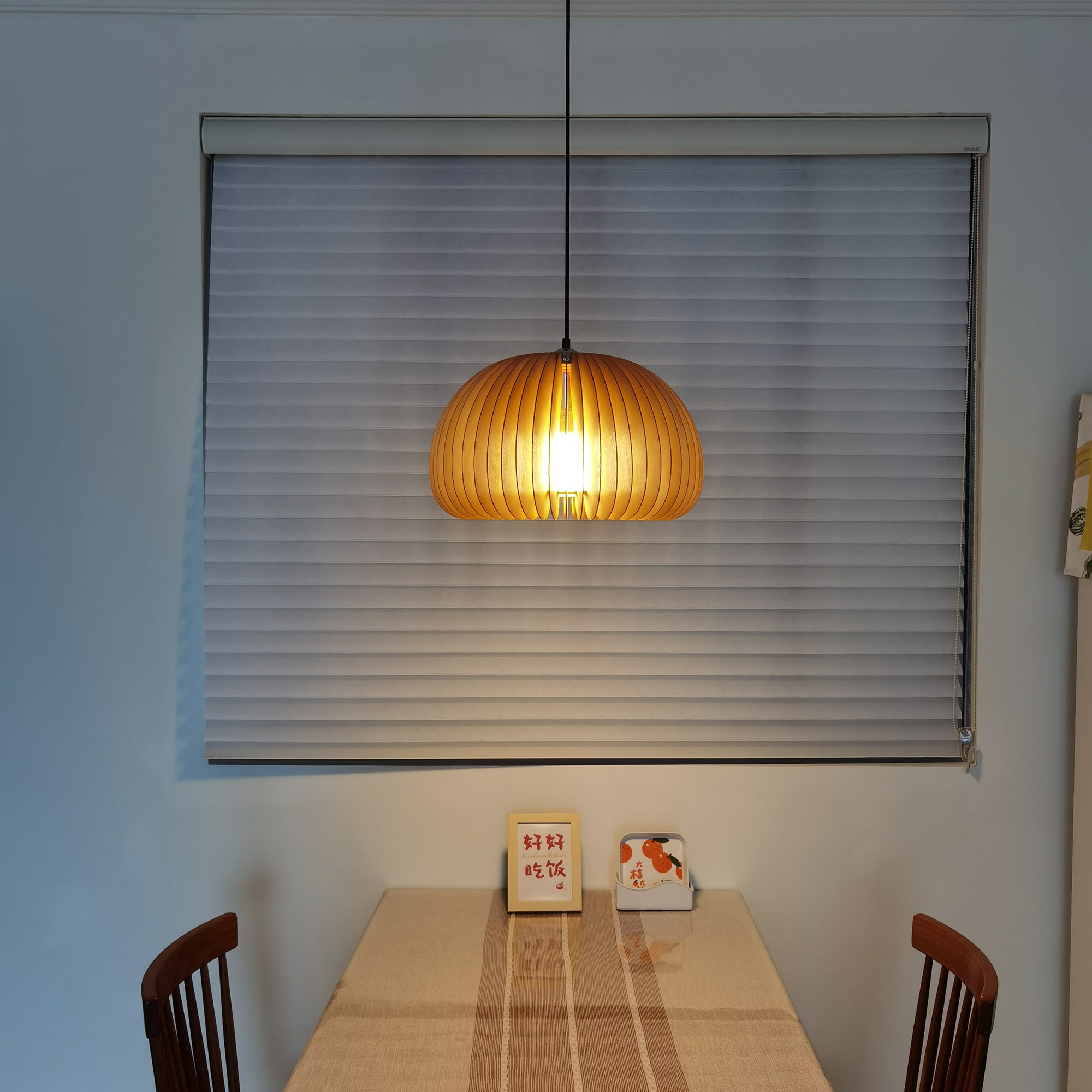 Doren Pendant Lamp Wood Pumpkin Dome Nordic