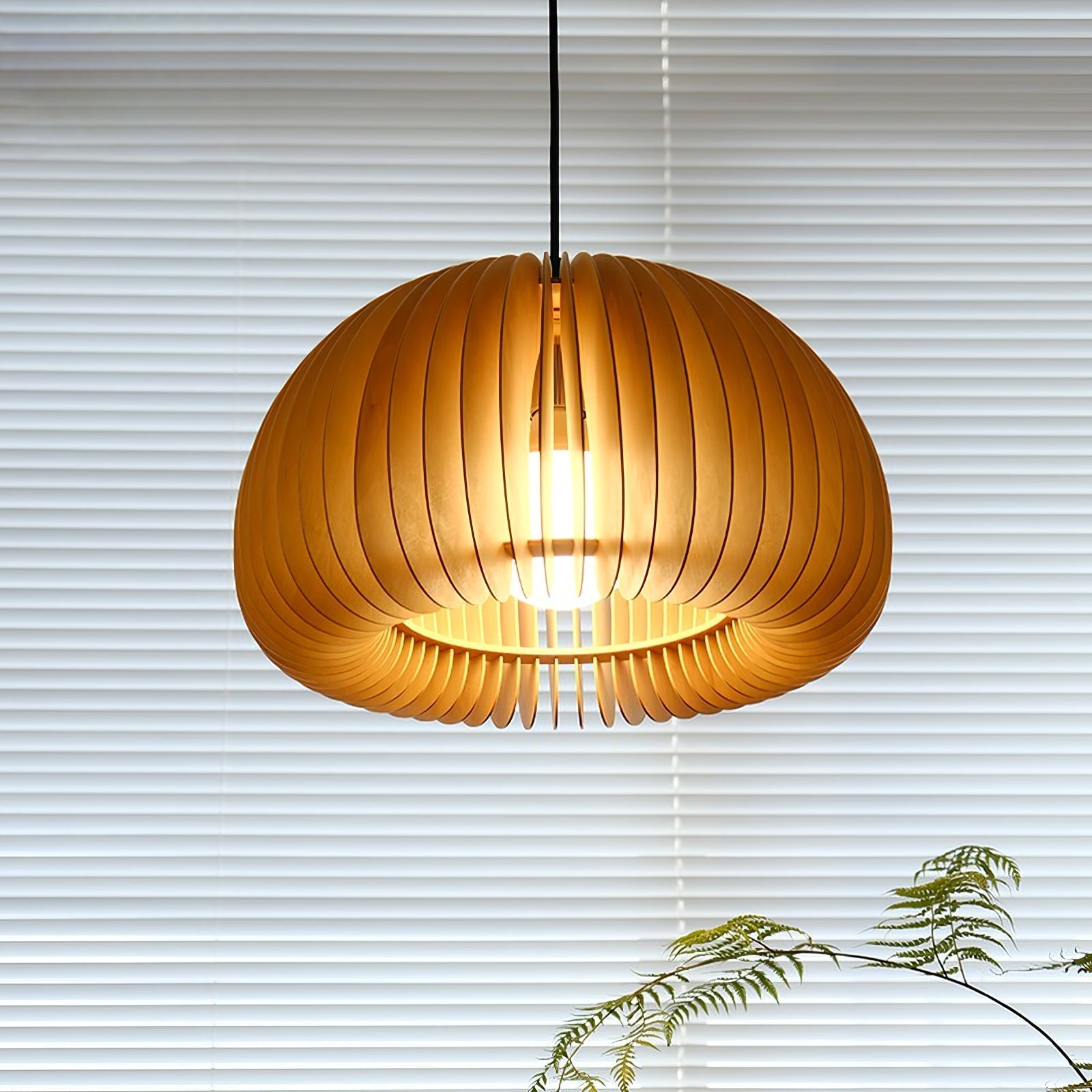 Doren Pendant Lamp Wood Pumpkin Dome Nordic
