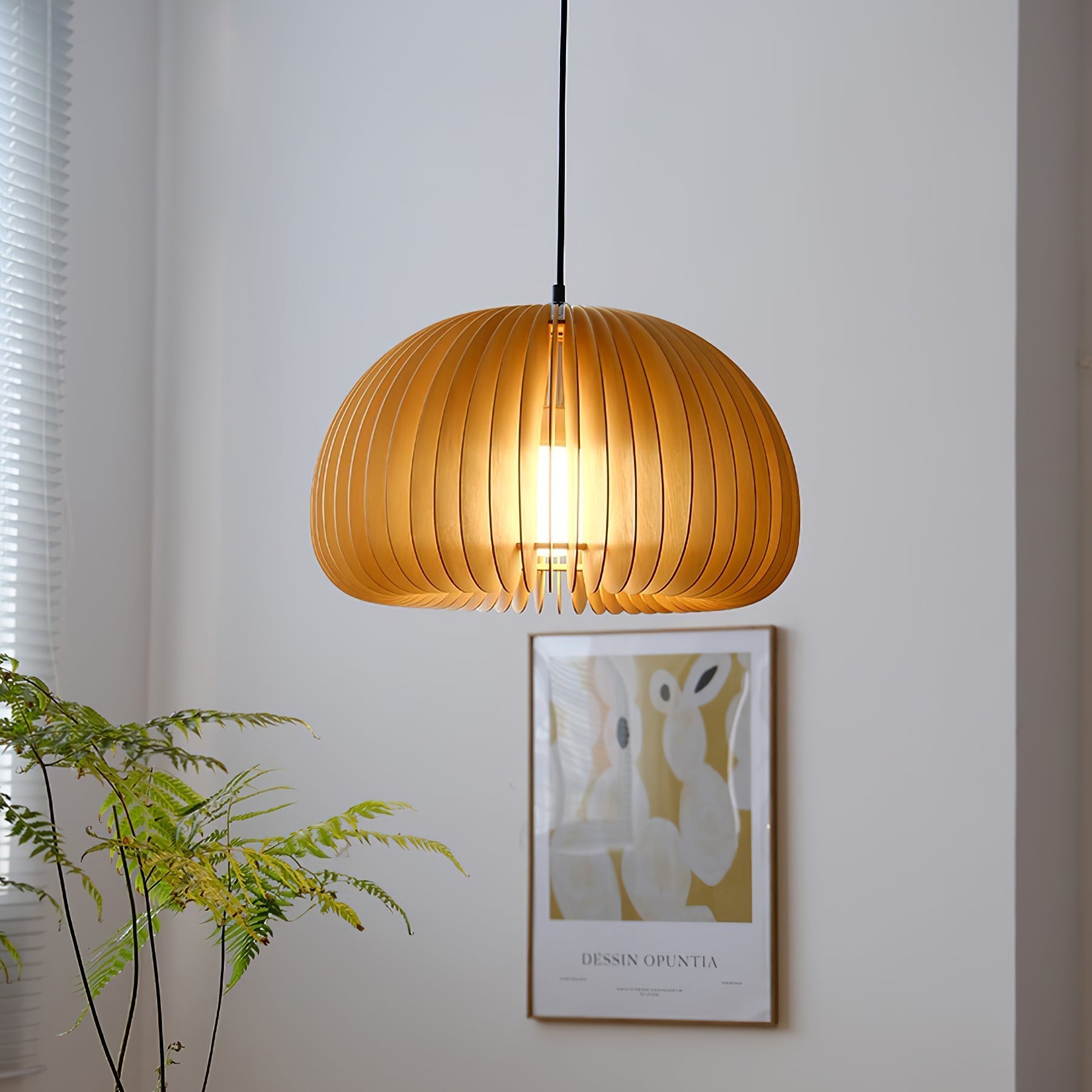 Doren Pendant Lamp Wood Pumpkin Dome Nordic