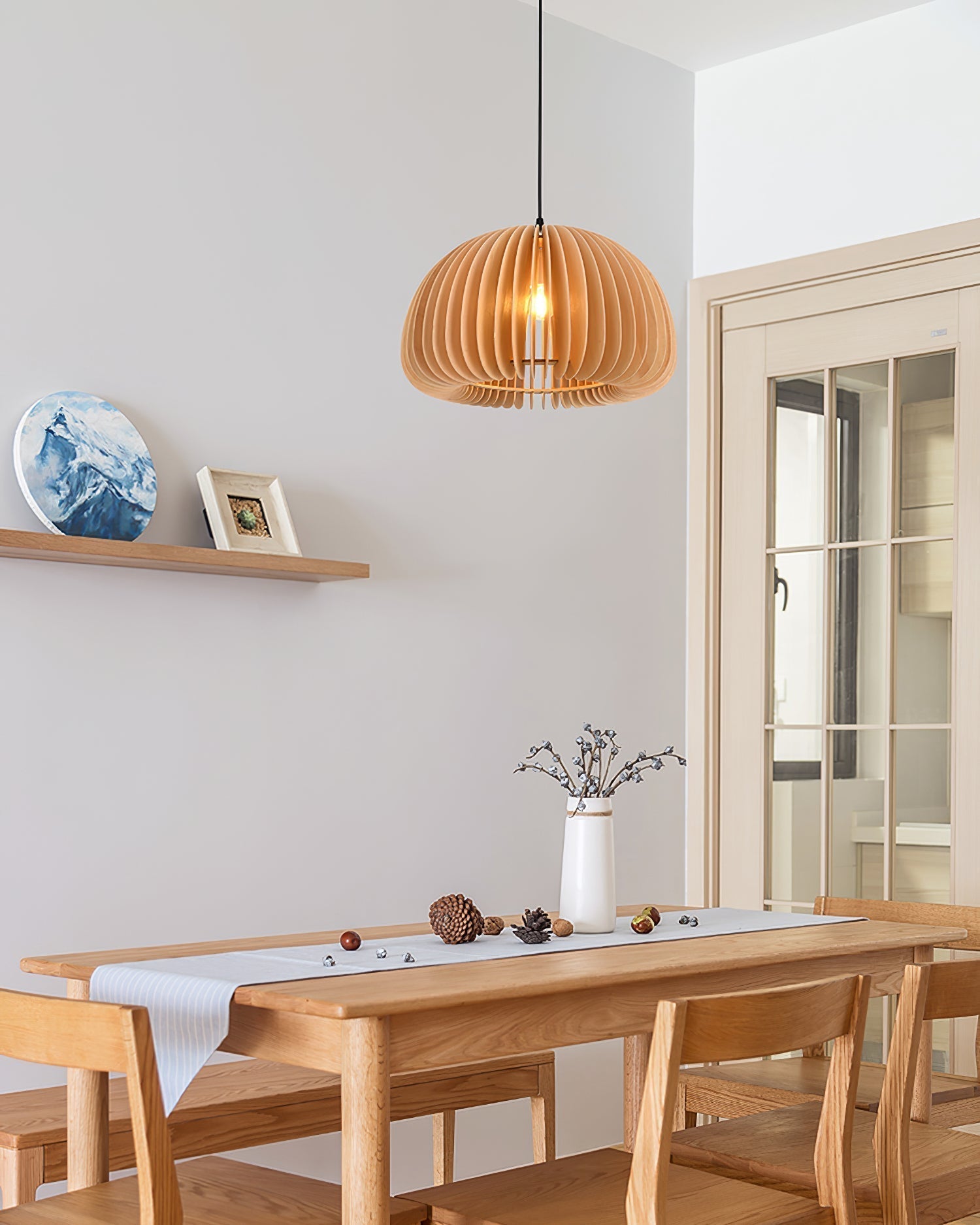 Doren Pendant Lamp Wood Pumpkin Dome Nordic