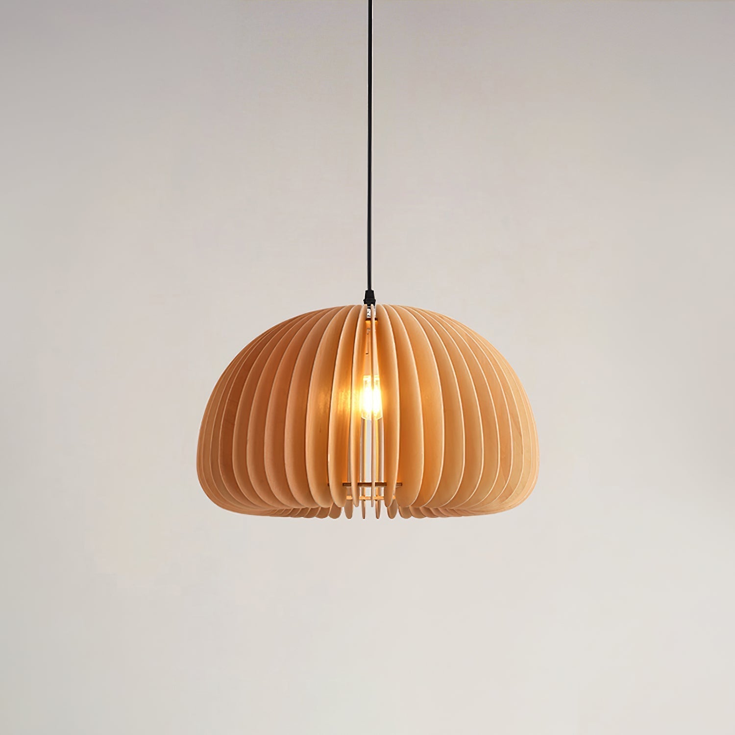 Doren Pendant Lamp Wood Pumpkin Dome Nordic