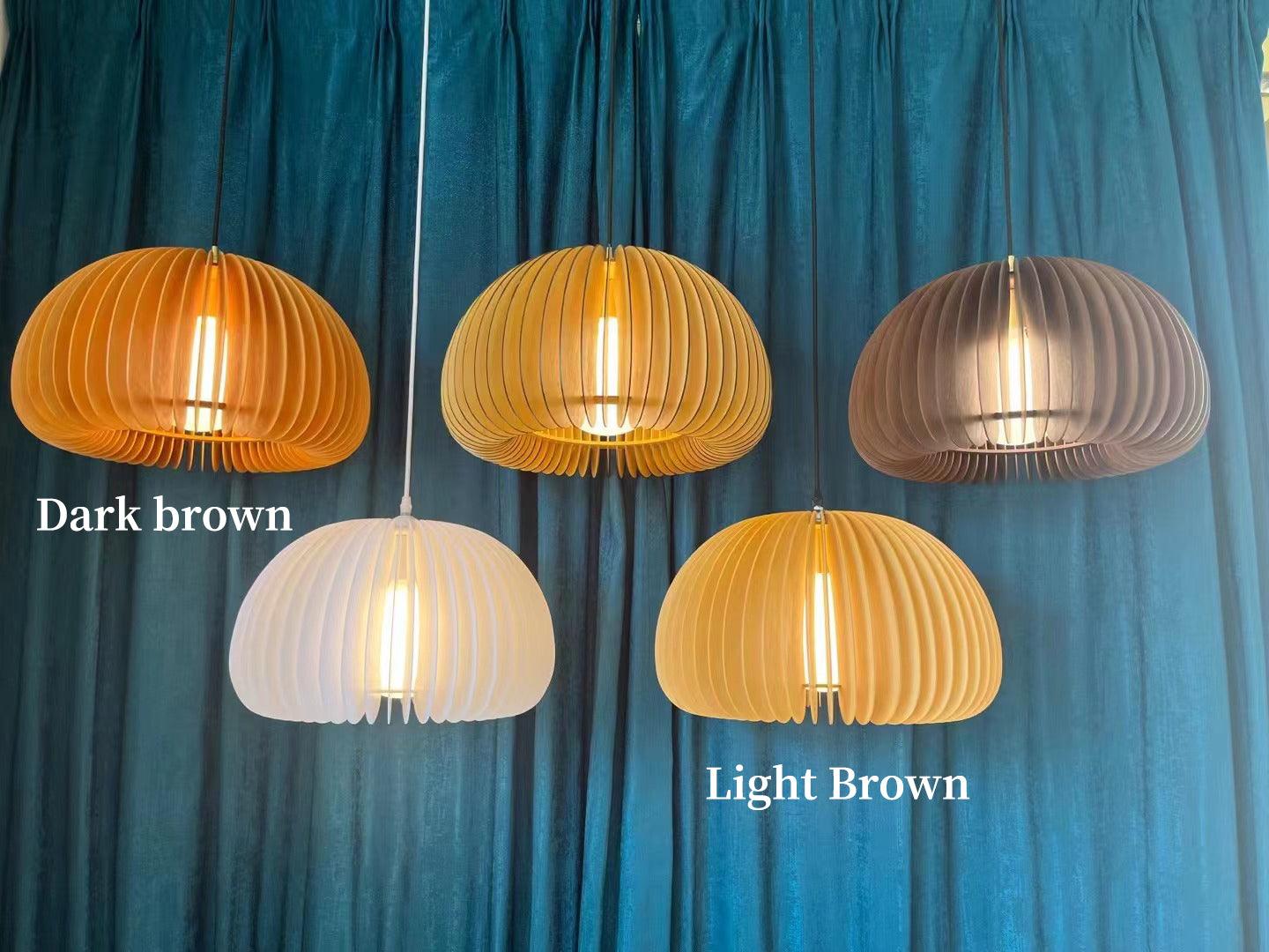 Doren Pendant Lamp Wood Pumpkin Dome Nordic