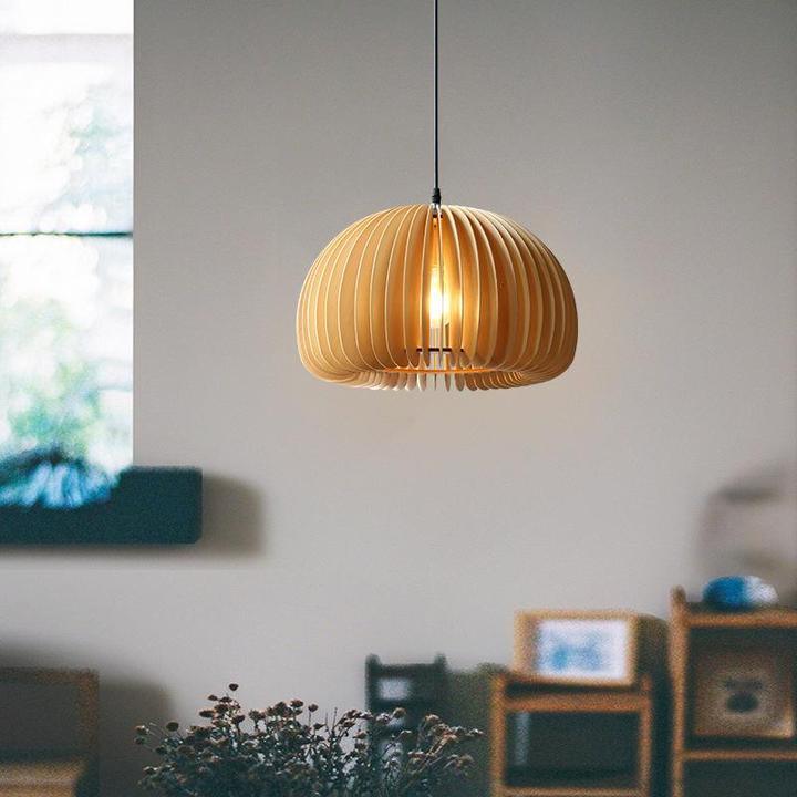 Doren Pendant Lamp Wood Pumpkin Dome Nordic
