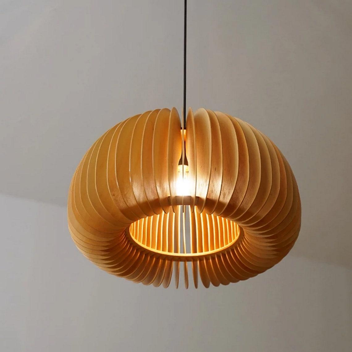 Doren Pendant Lamp Wood Pumpkin Dome Nordic