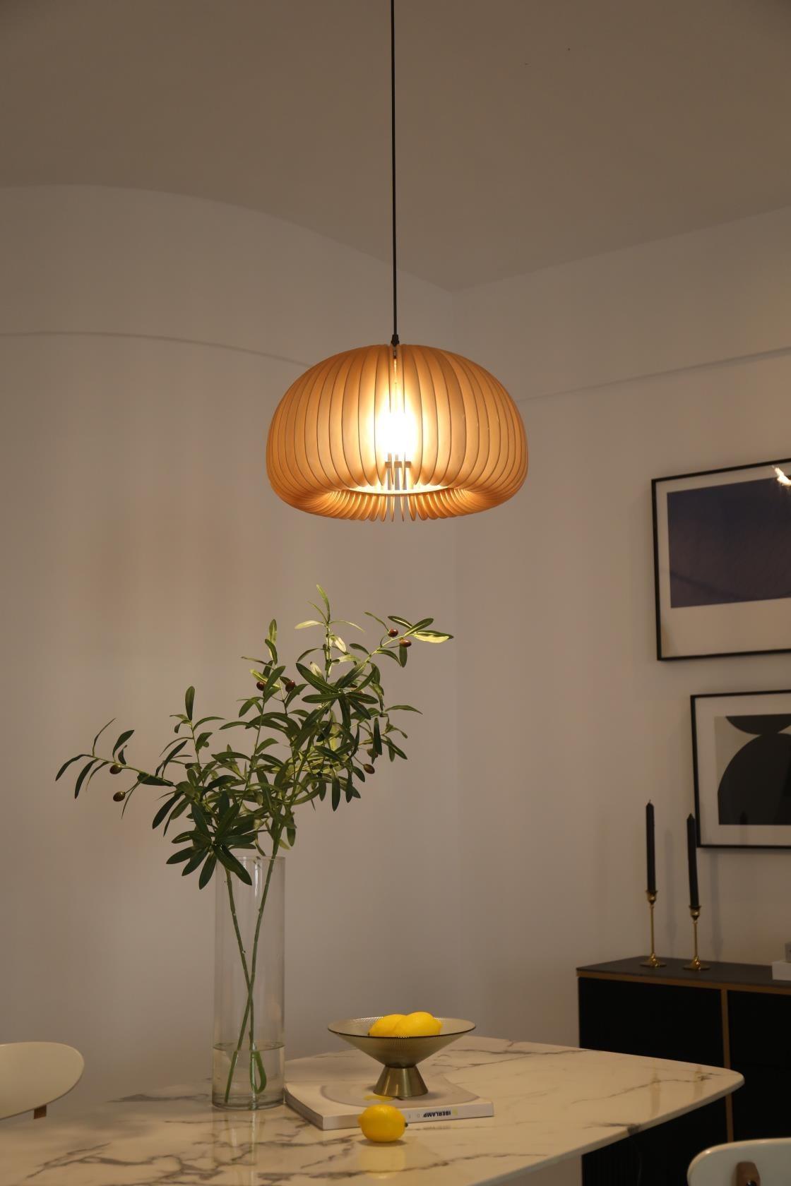 Doren Pendant Lamp Wood Pumpkin Dome Nordic