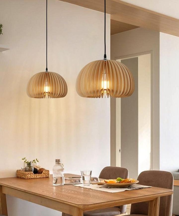 Doren Pendant Lamp Wood Pumpkin Dome Nordic