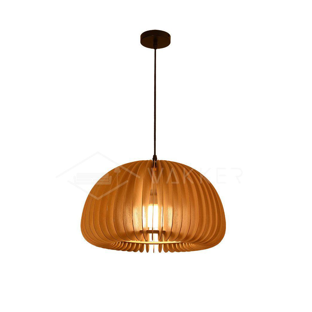 Doren Pendant Lamp Wood Pumpkin Dome Nordic