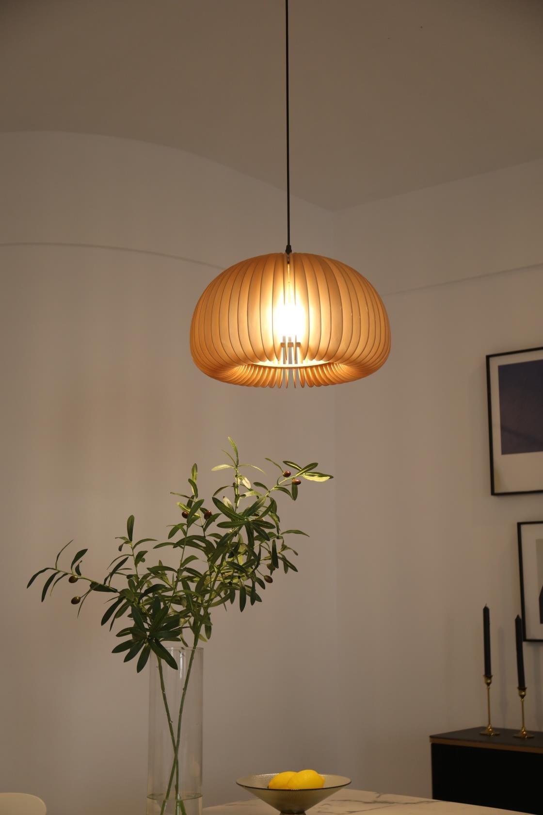 Doren Pendant Lamp Wood Pumpkin Dome Nordic