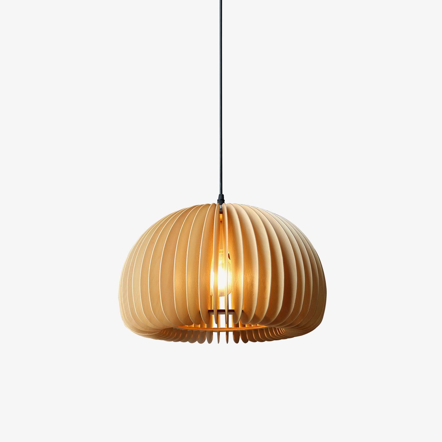 Doren Pendant Lamp Wood Pumpkin Dome Nordic