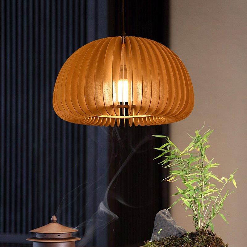 Doren Pendant Lamp Wood Pumpkin Dome Nordic