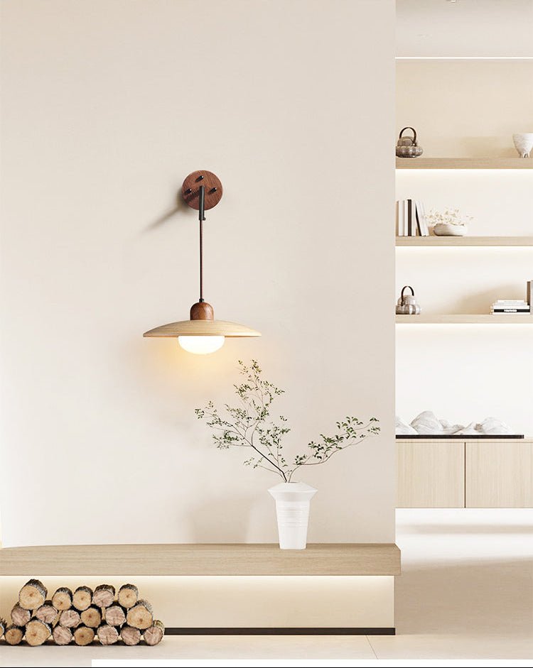 Sylaaria Wooden Saucer Wall Sconce