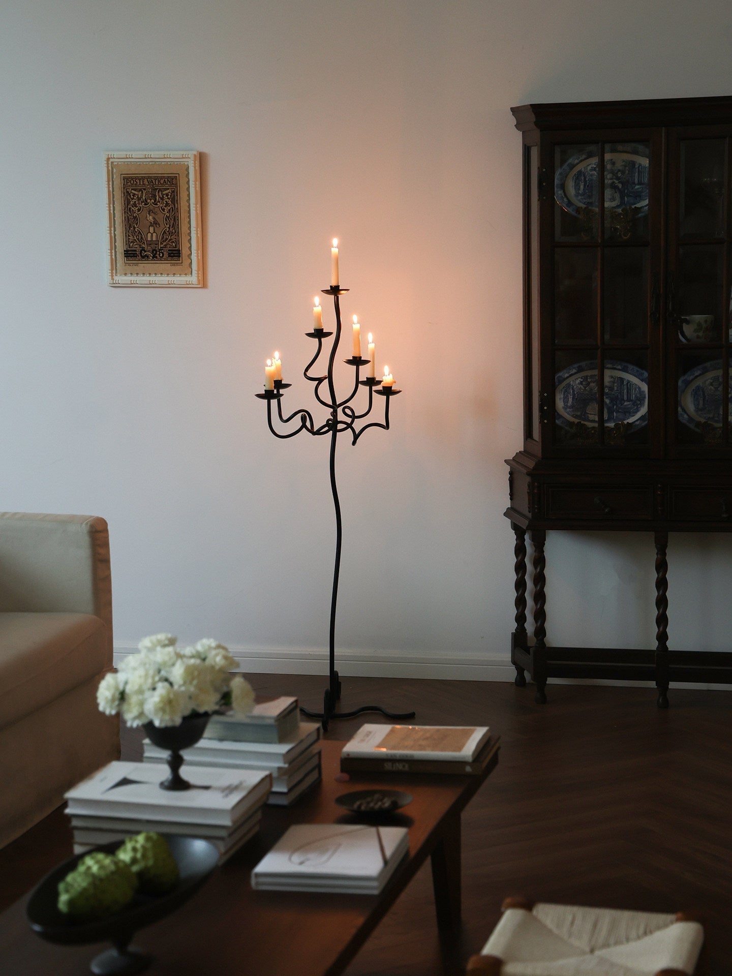 Hand Forged Iron Floor Candelabra