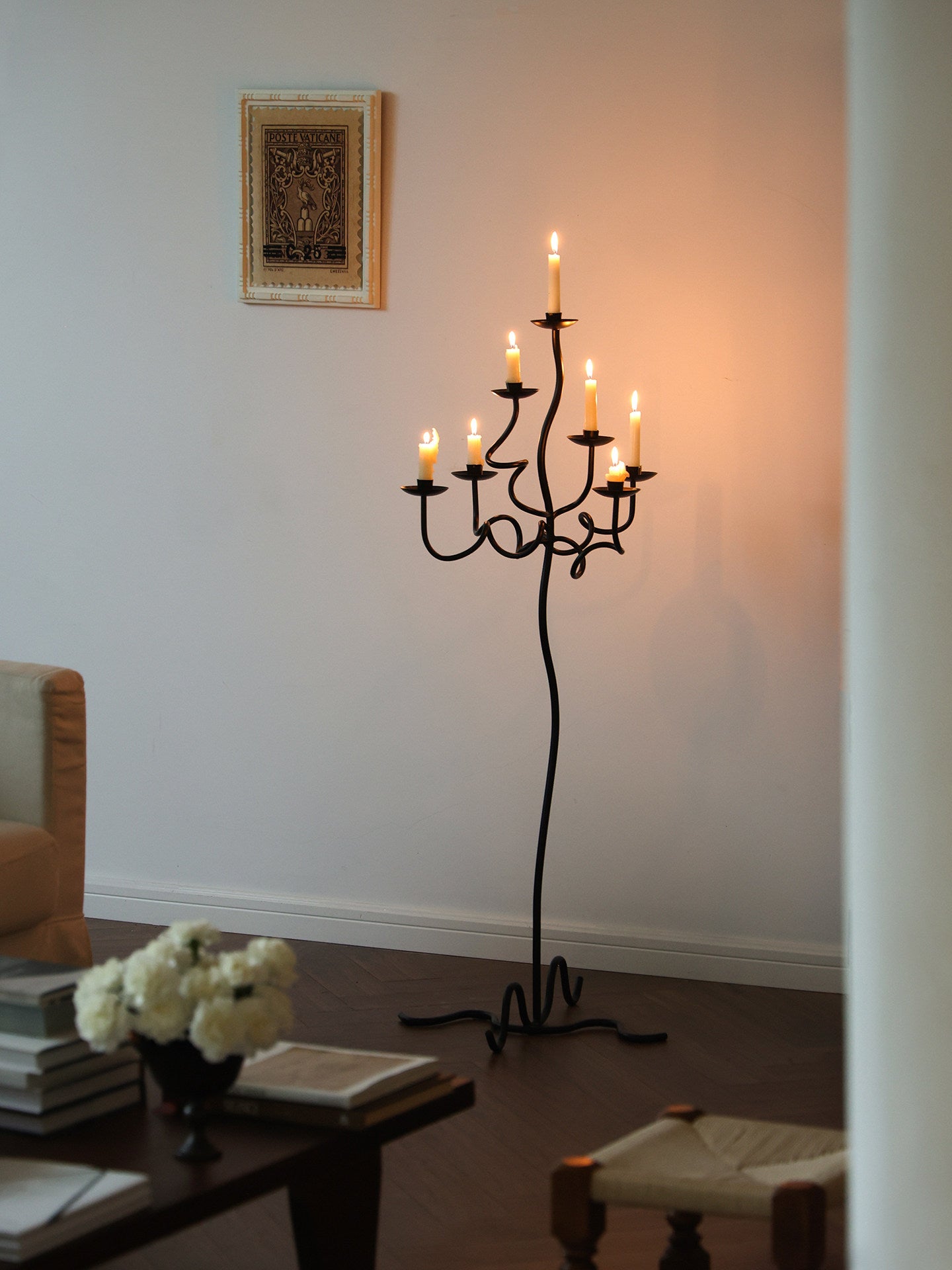 Hand Forged Iron Floor Candelabra
