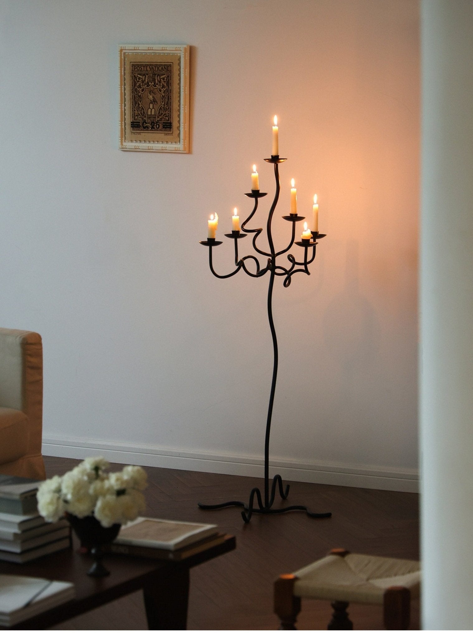 Hand Forged Iron Floor Candelabra
