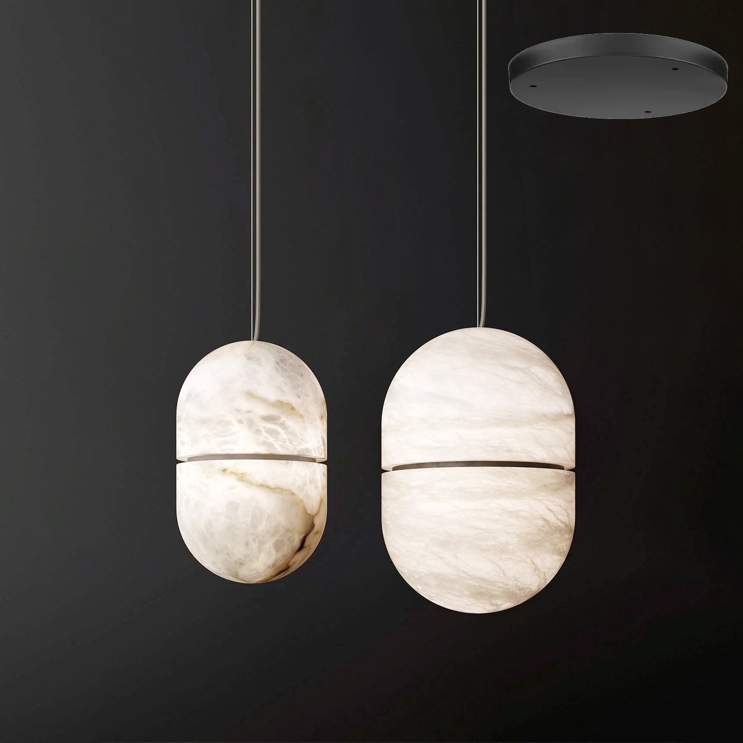 Satatr Alabaster Pendant Light Capsule-shaped
