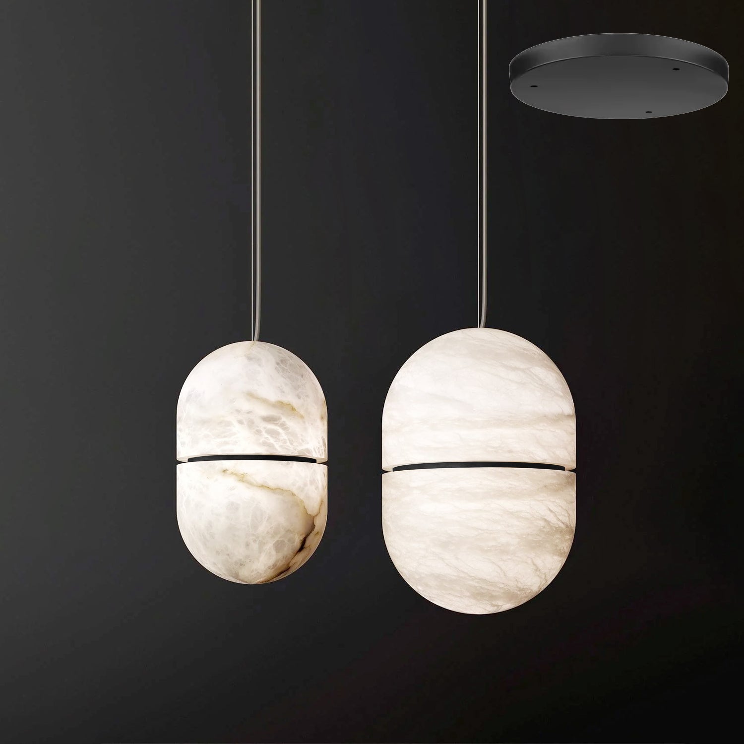 Satatr Alabaster Pendant Light Capsule-shaped
