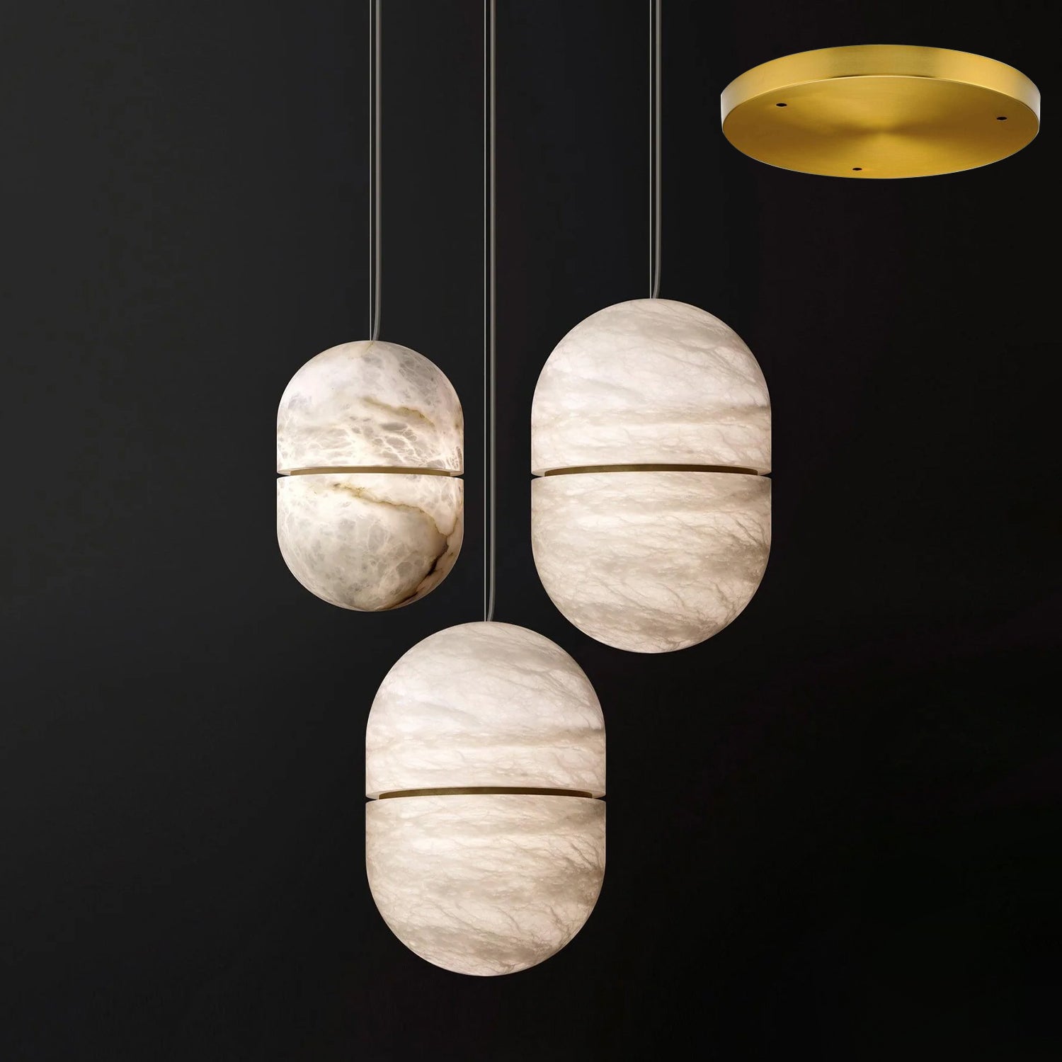 Satatr Alabaster Pendant Light Capsule-shaped