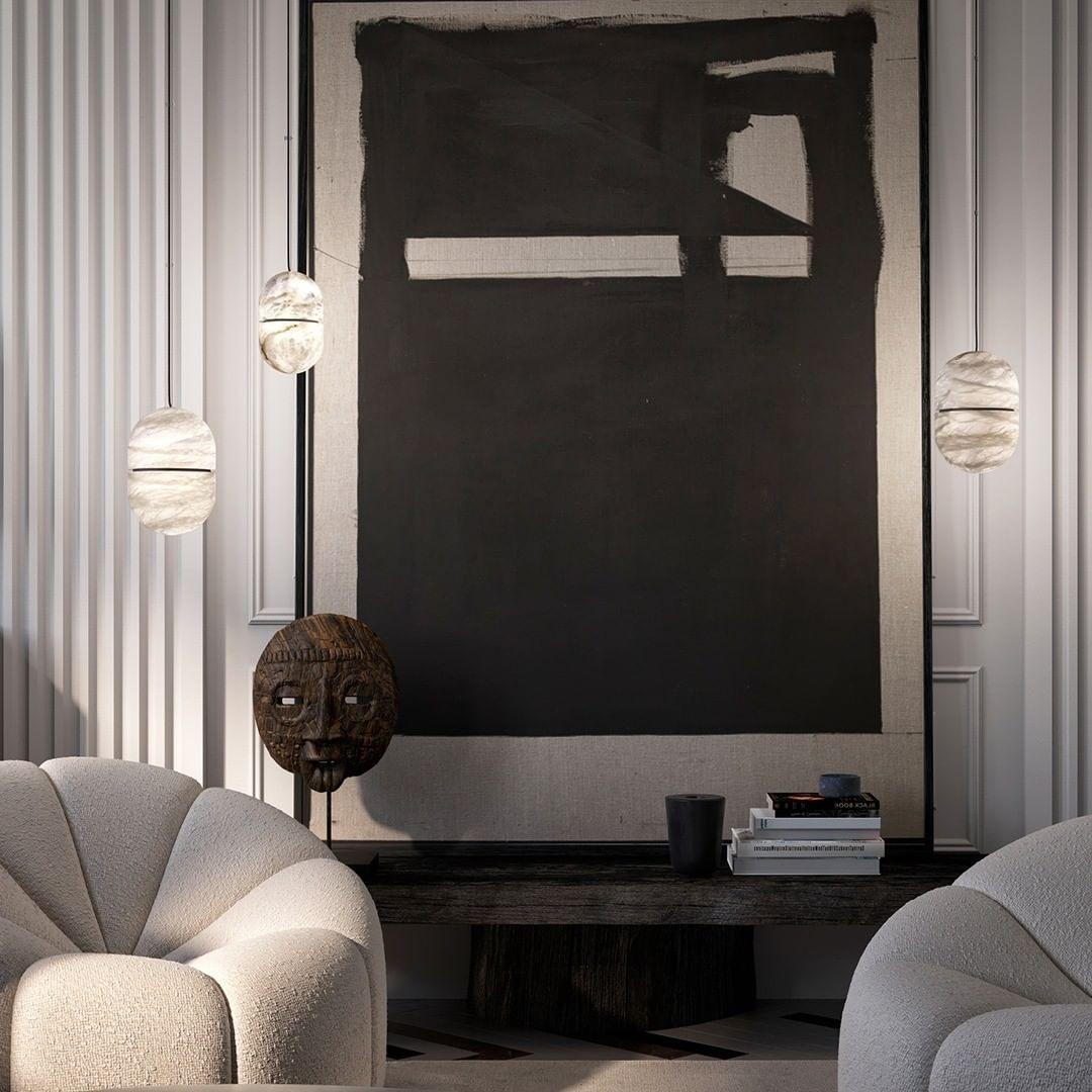 Satatr Alabaster Pendant Light Capsule-shaped