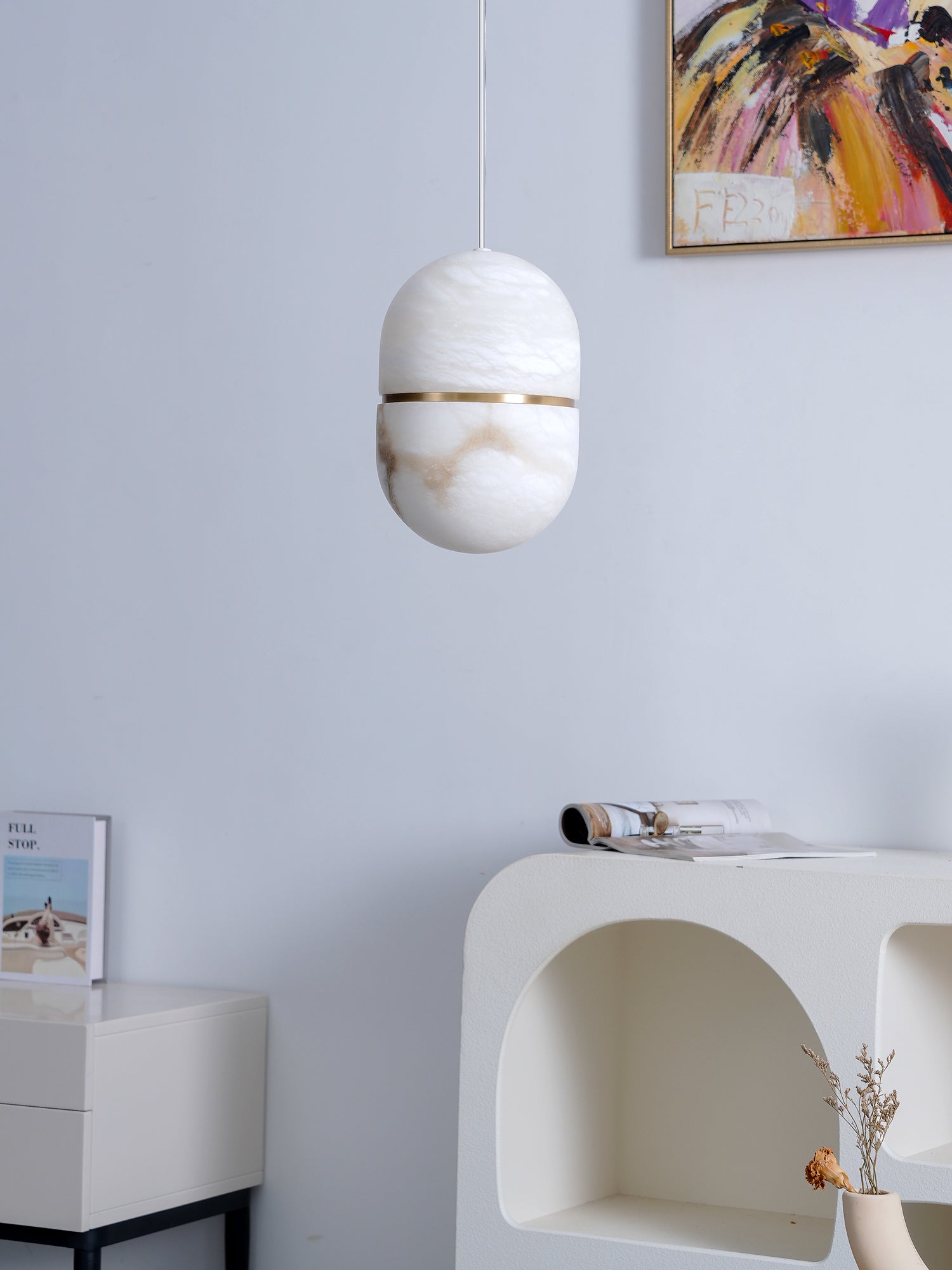 Satatr Alabaster Pendant Light Capsule-shaped