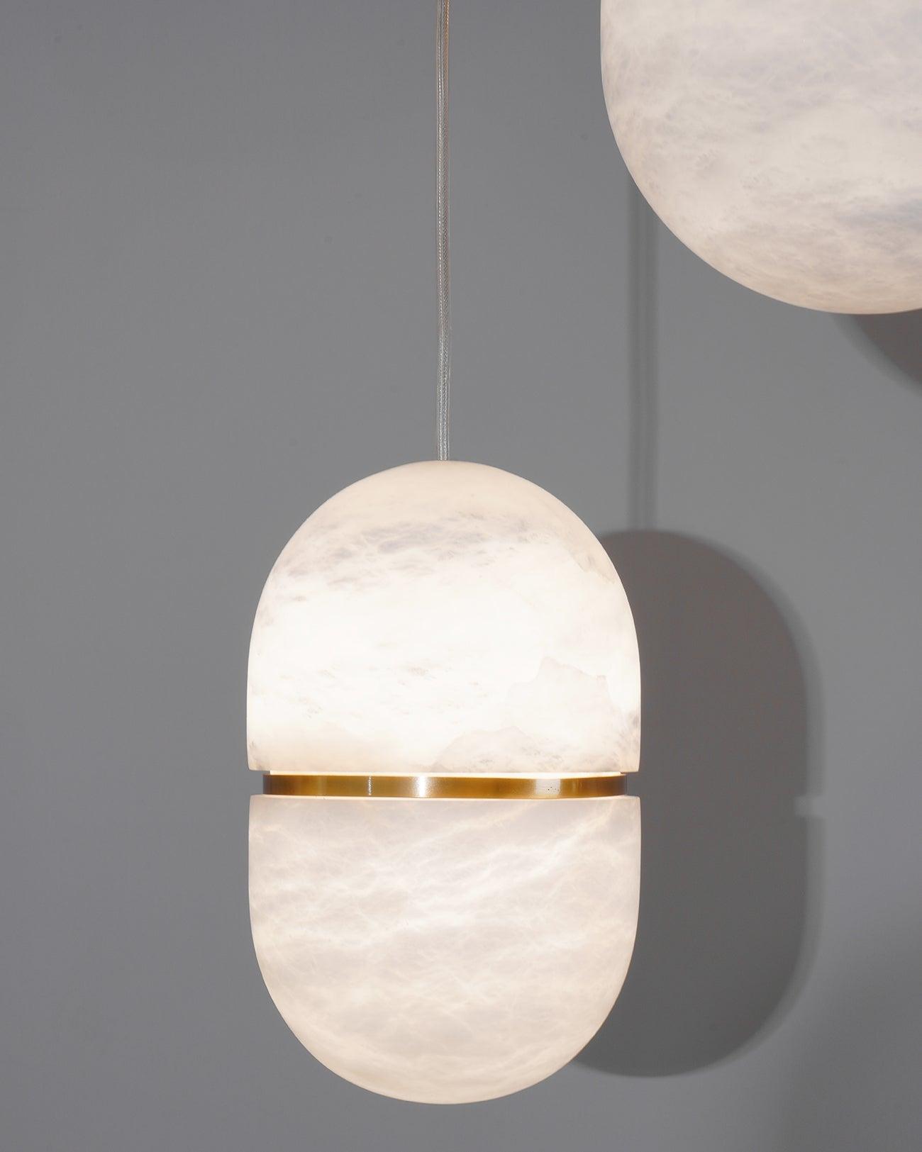 Satatr Alabaster Pendant Light Capsule-shaped