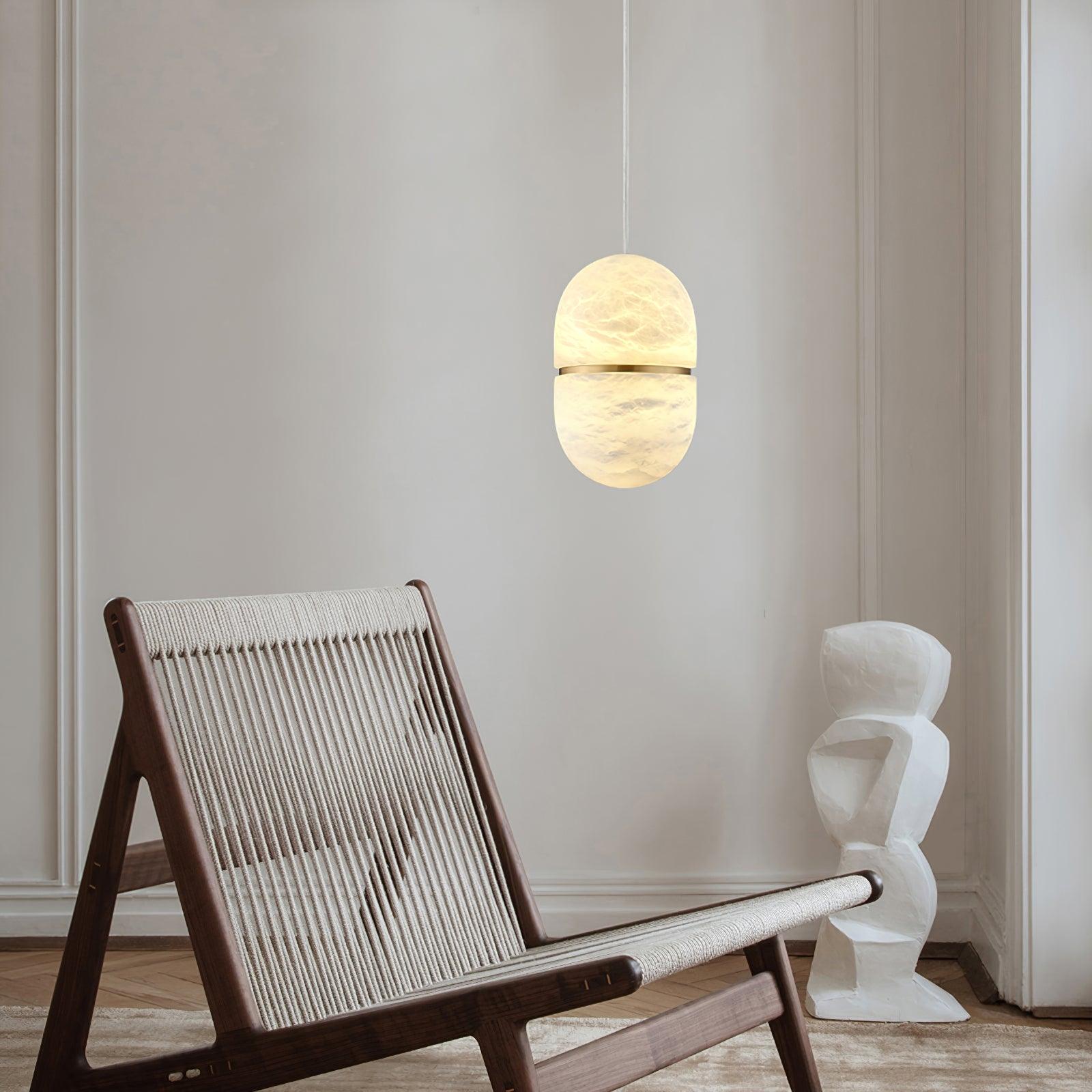 Satatr Alabaster Pendant Light Capsule-shaped