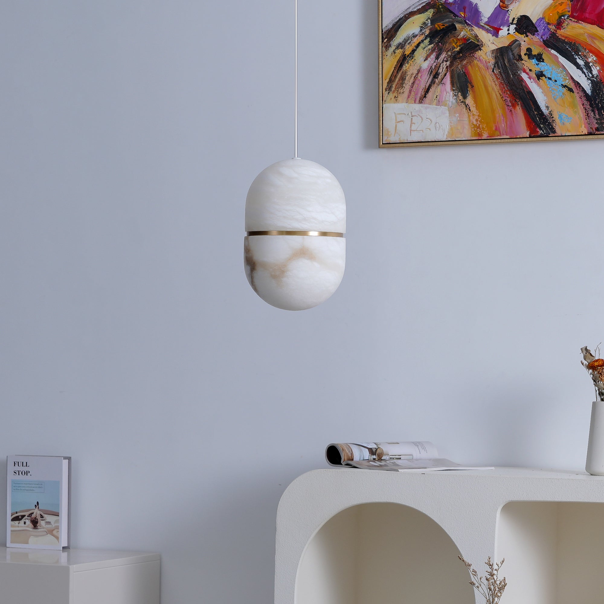 Satatr Alabaster Pendant Light Capsule-shaped