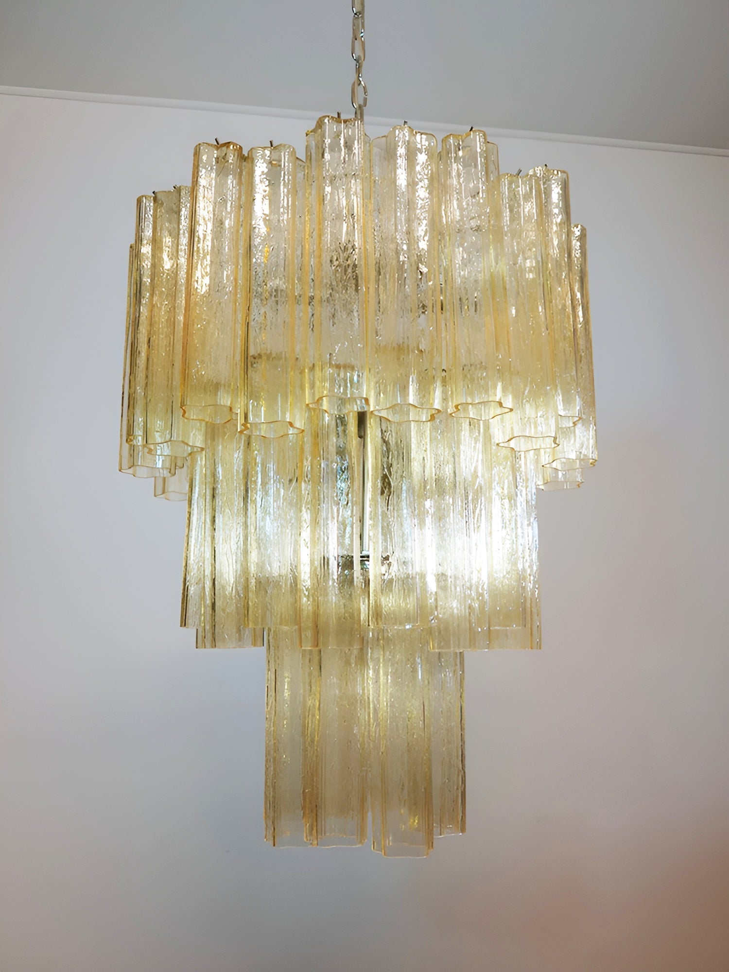 Eireraria Chandelier Yellow Glass Tube Tiered Warm