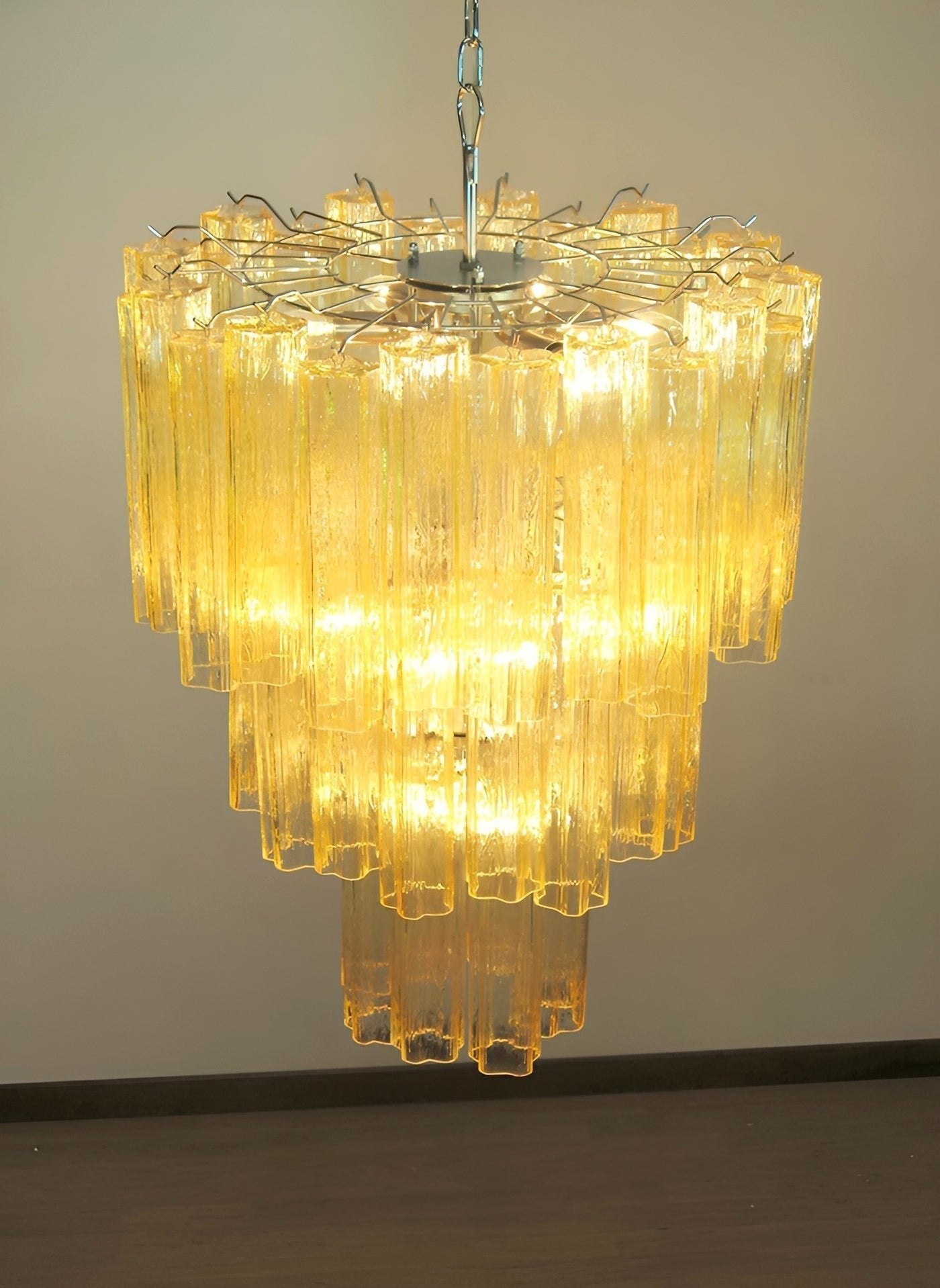 Eireraria Chandelier Yellow Glass Tube Tiered Warm