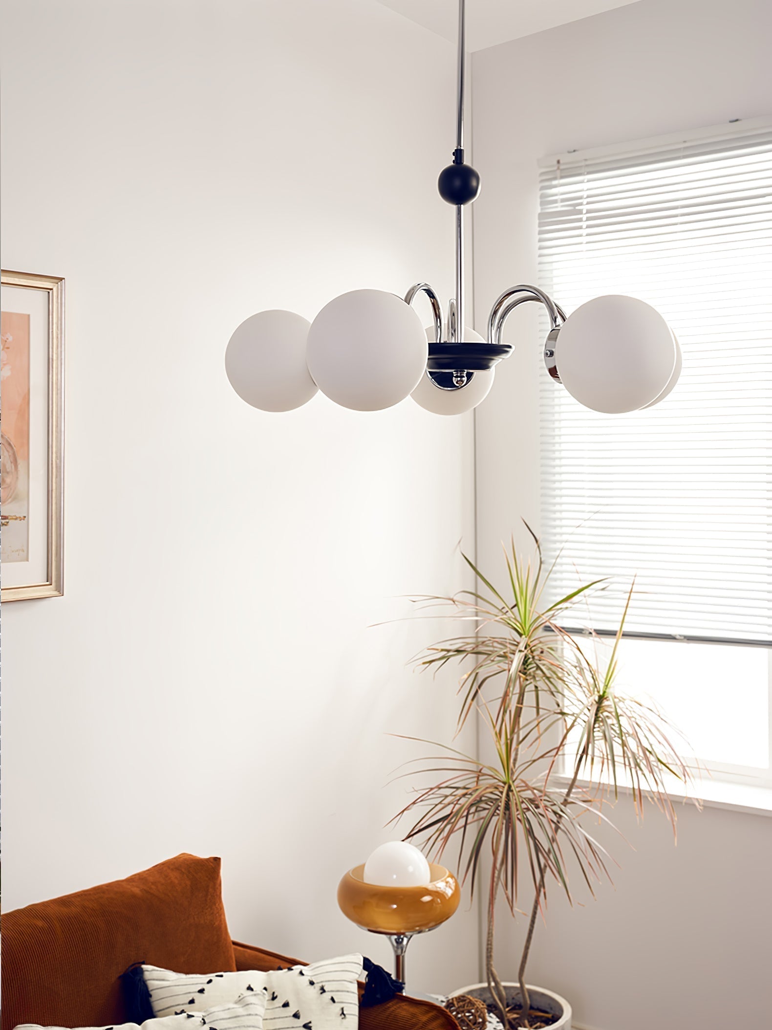 Halion Chandelier Rod Frame and White