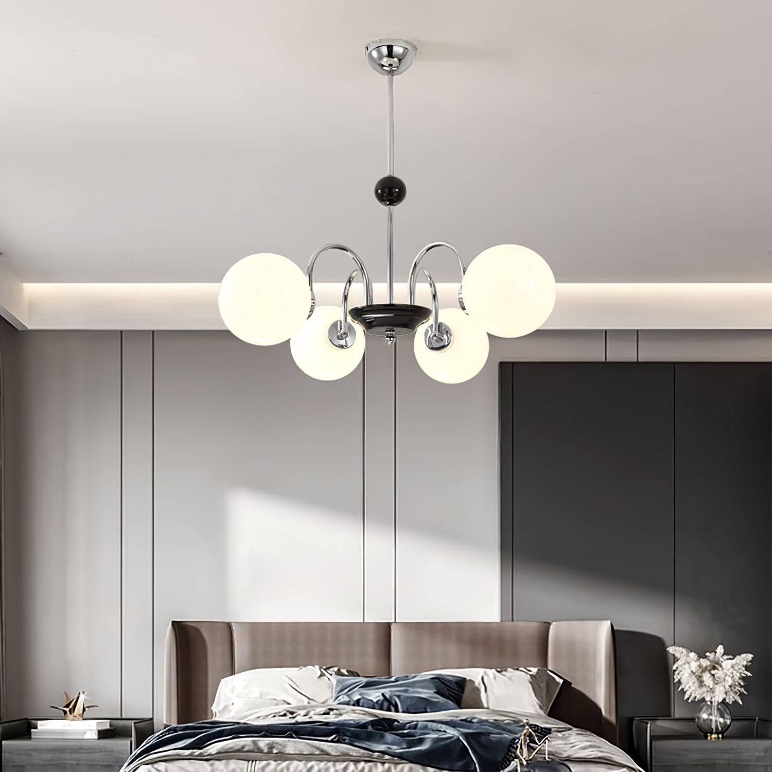 Halion Chandelier Rod Frame and White