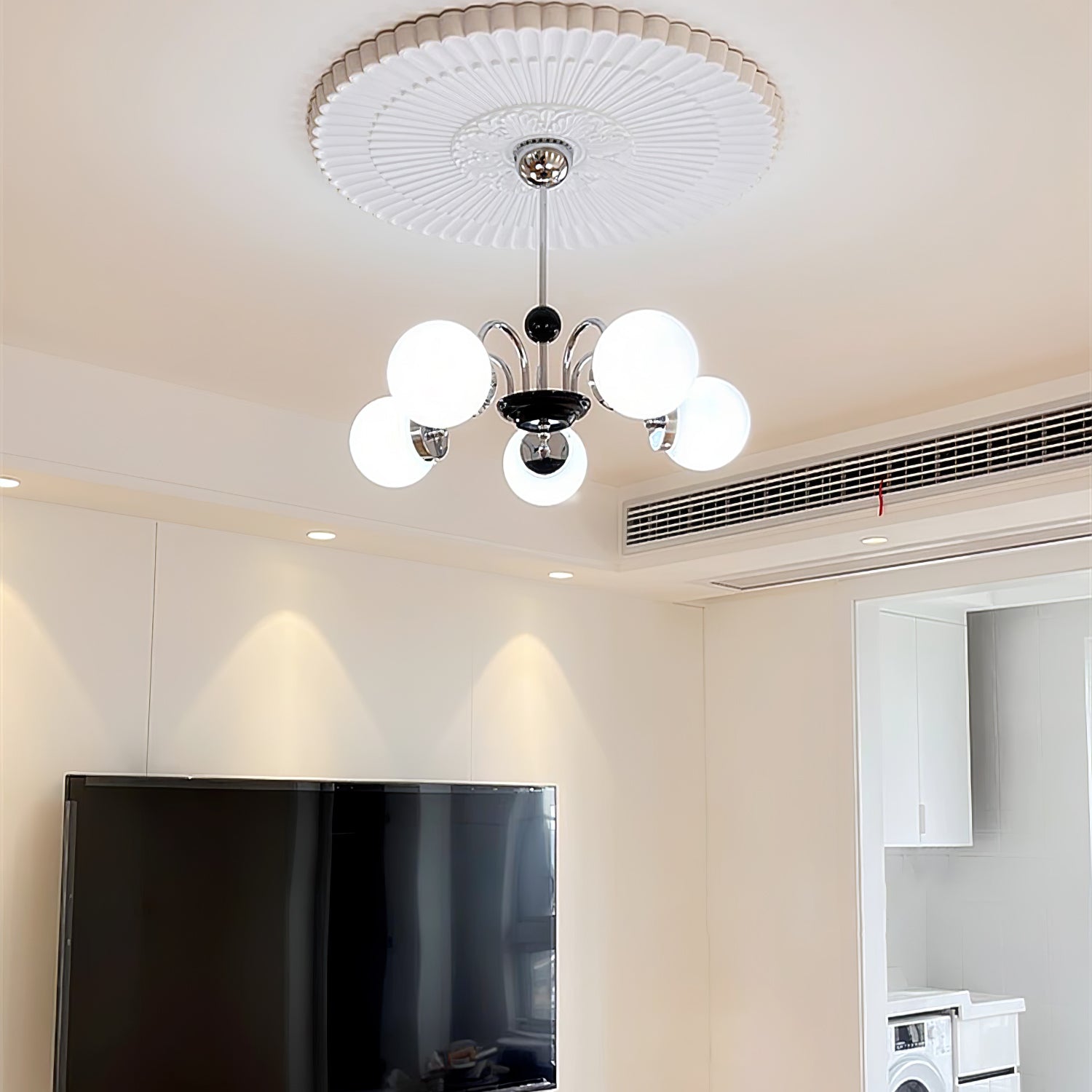 Halion Chandelier Rod Frame and White