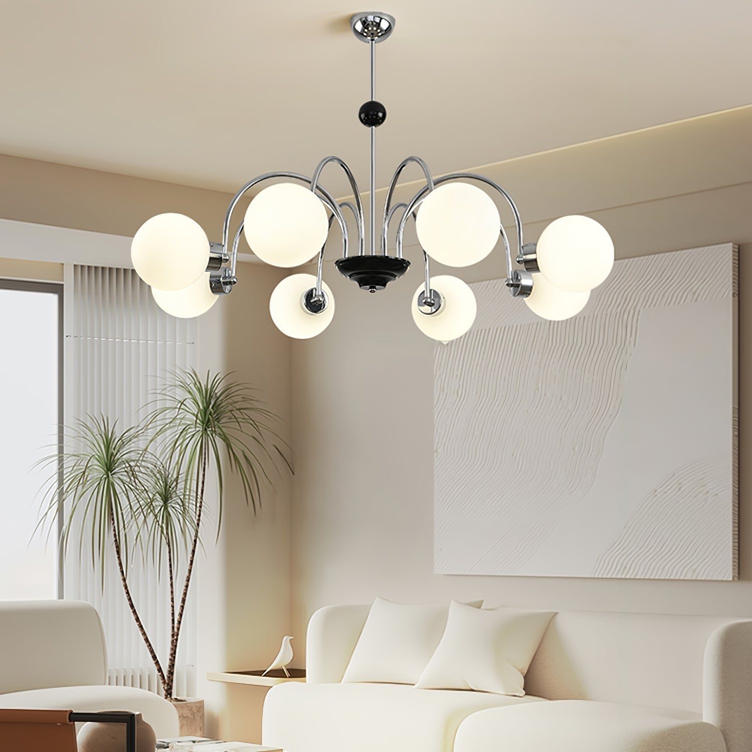 Halion Chandelier Rod Frame and White