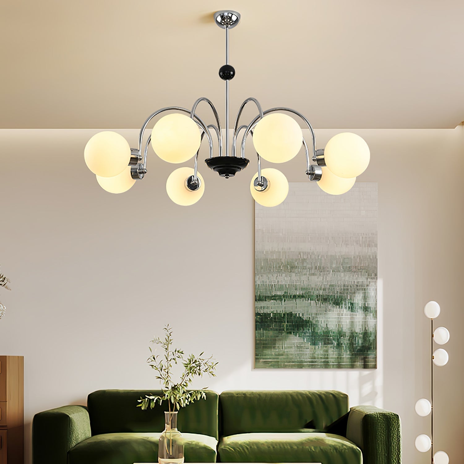 Halion Chandelier Rod Frame and White